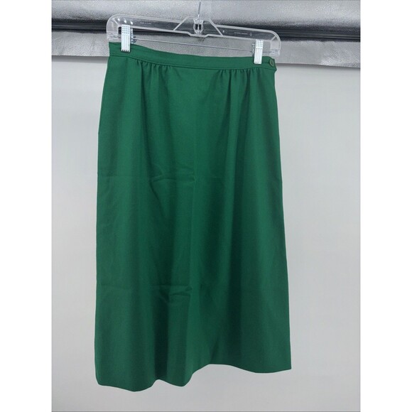 Vintage Pendleton Skirt Womens 10 Green Wool Pockets Midi Modest Preppy - Picture 6 of 7